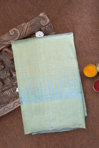 Allover Gold Zari Stripes Greyish Blue Kanchipuram Silk Saree