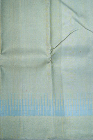 Allover Gold Zari Stripes Greyish Blue Kanchipuram Silk Saree