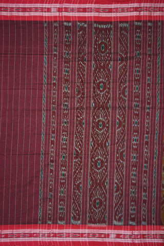 Allover Ikat Design Berry Red Pochampally Cotton Saree