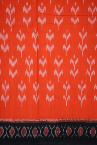 Allover Ikat Design Bright Orange Pochampally Cotton Saree
