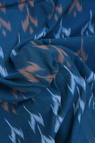 Allover Ikat Design Dark Aegean Blue Pochampally Cotton Saree