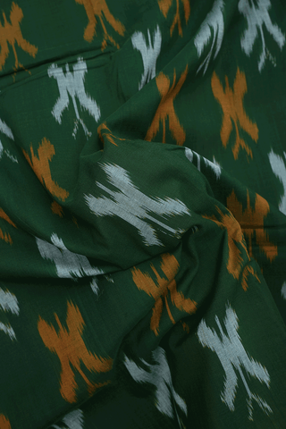 Allover Ikat Design Dark Fern Green Pochampally Cotton Saree