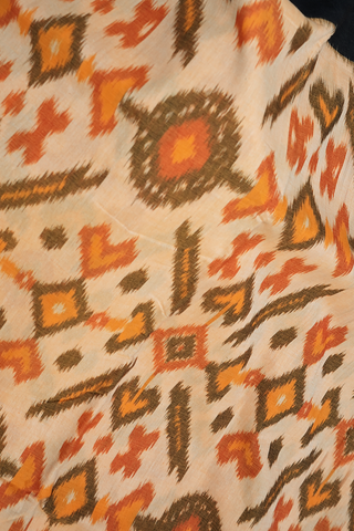 Allover Ikat Design Pastel Orange Pochampally Cotton Saree