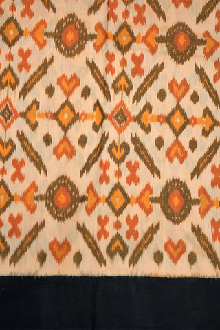 Allover Ikat Design Pastel Orange Pochampally Cotton Saree