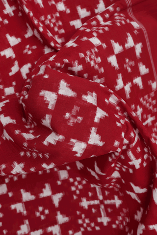 Allover Ikat Design Scarlet Red Pochampally Cotton Saree