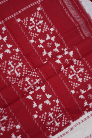 Allover Ikat Design Scarlet Red Pochampally Cotton Saree