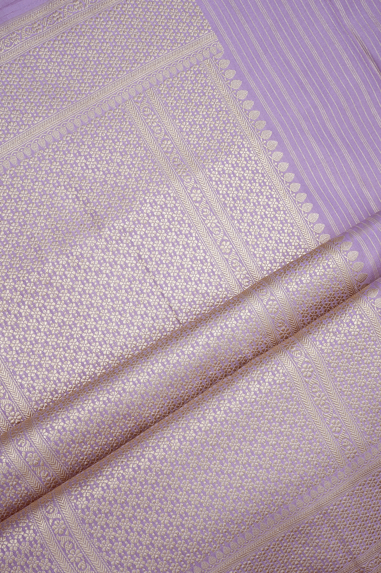 Allover Ogee Design Pale Purple Banarasi Silk Saree