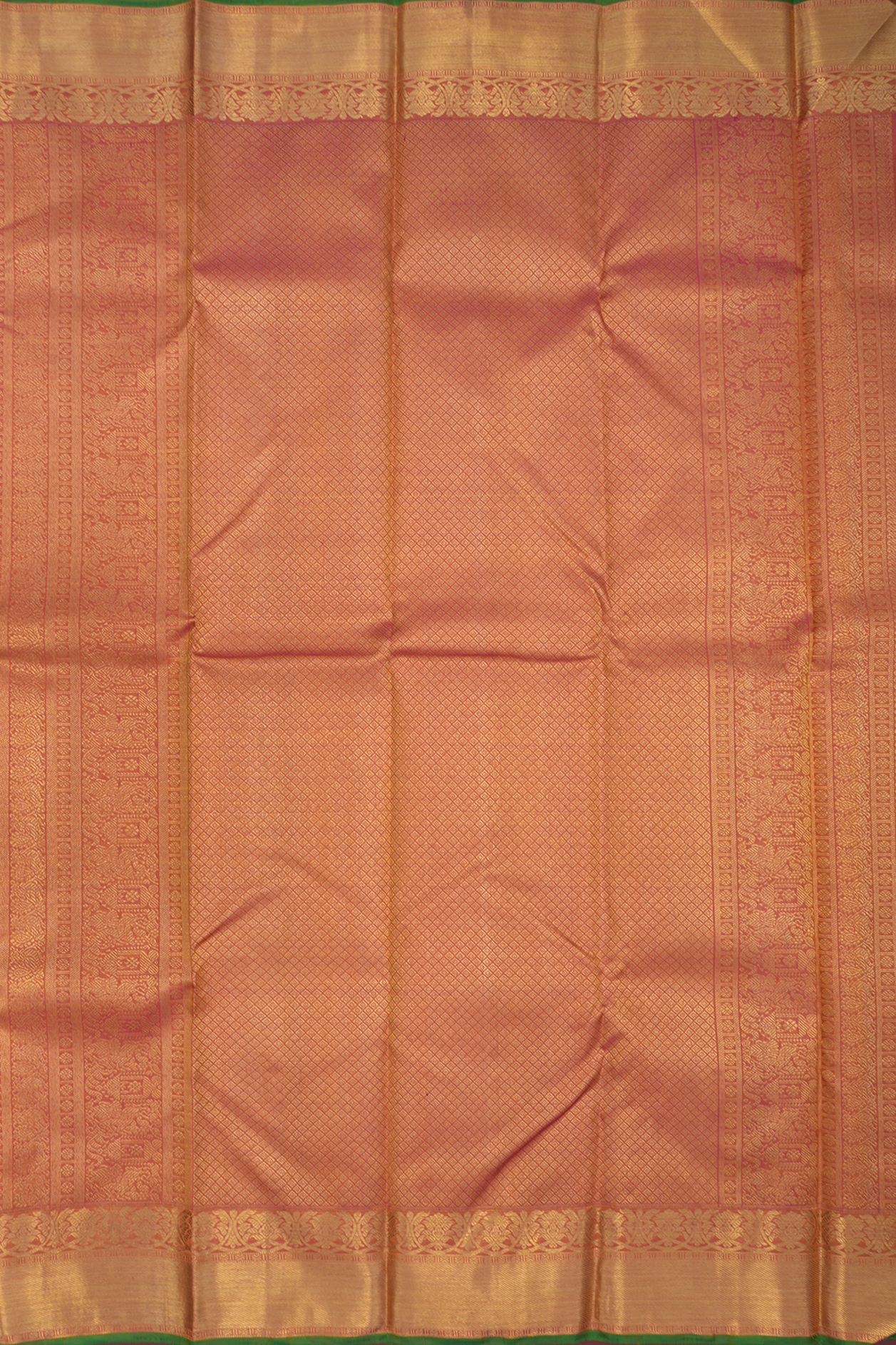 Threadwork And Paisley Motif Honey Yellow Kanchipuram Silk Saree