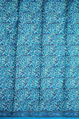 Allover Paisley Design Baby Blue Printed Silk Saree