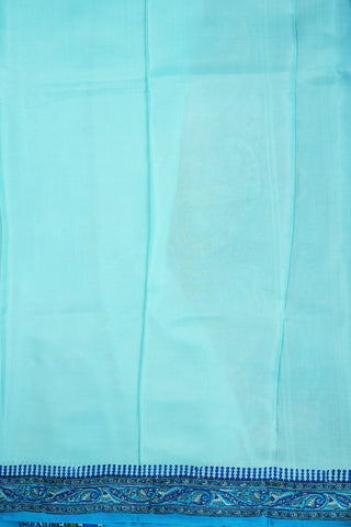 Allover Paisley Design Baby Blue Printed Silk Saree