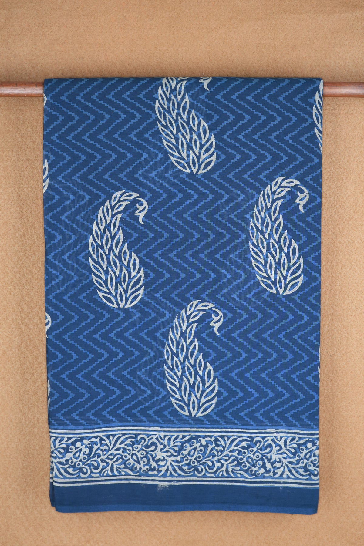 Allover Paisley Design Berry Blue Jaipur Cotton Saree