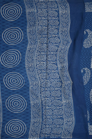 Allover Paisley Design Berry Blue Jaipur Cotton Saree