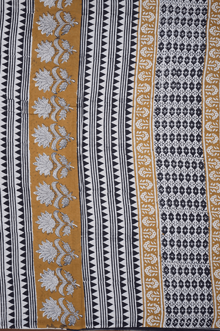 Allover Paisley Design Black Jaipur Printed Cotton Saree