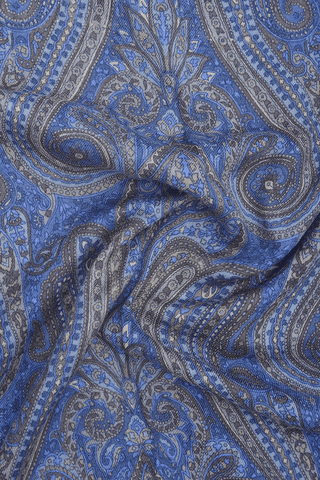 Allover Paisley Design Blue Woolen Shawl