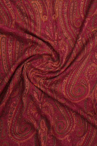 Allover Paisley Design Burgundy Red Woolen Shawl