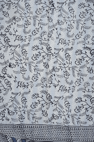 Allover Paisley Design Off White Jaipur Printed Cotton Saree