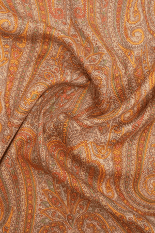 Allover Paisley Design Orange Woolen Shawl
