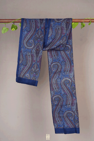 Allover Paisley Design Oxford Blue Woolen Shawl