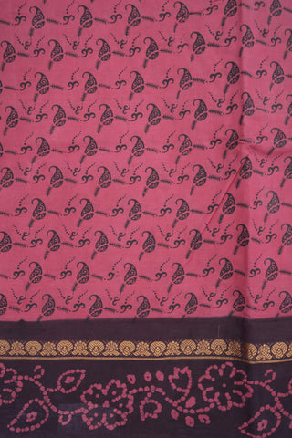 Allover Paisley Design Punch Pink Nine Yards Sungudi Cotton Saree