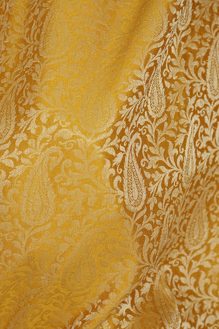 Allover Paisley Zari Design Golden Yellow Mysore Silk Saree