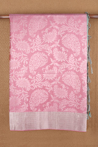 Allover Paisley Zari Design Mauve Pink Soft Silk Saree