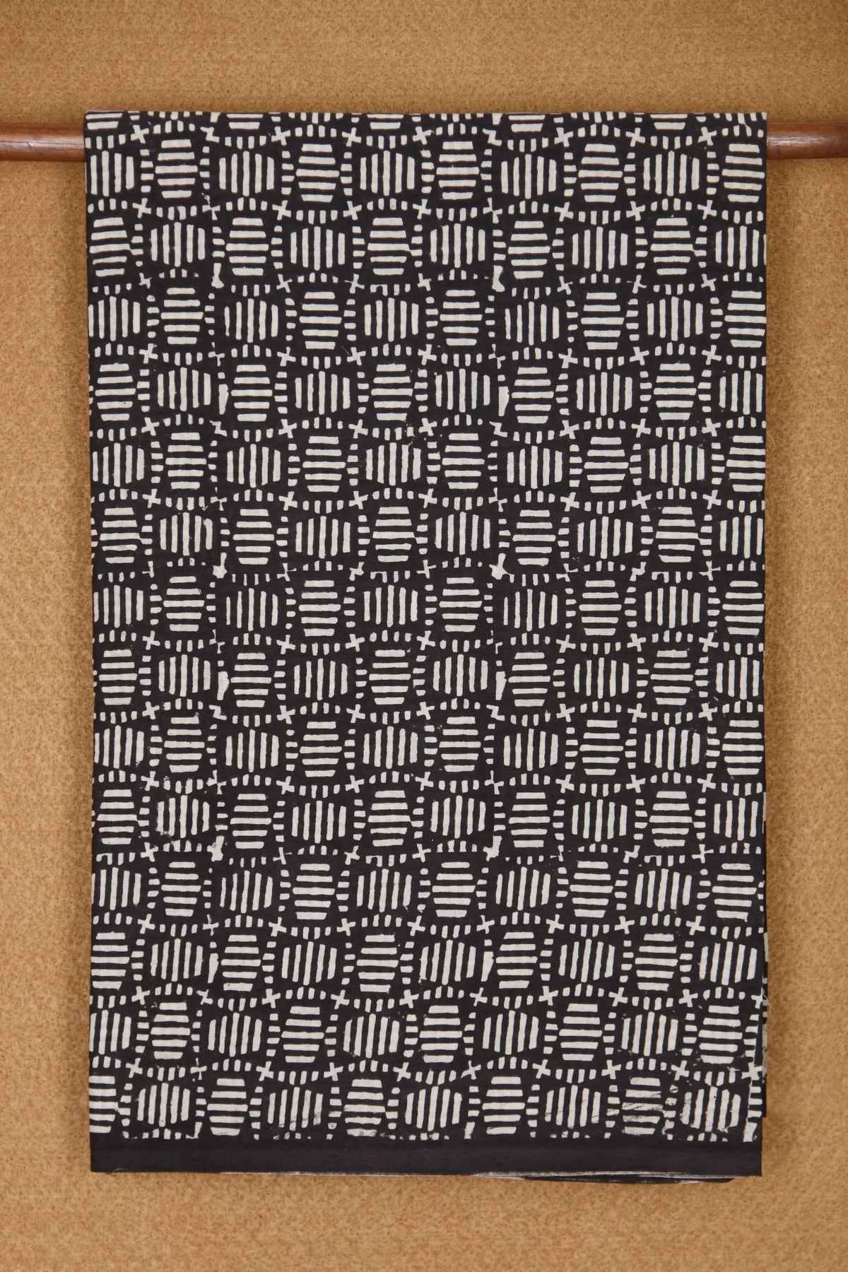 Allover Pattern Black Jaipur Printed Cotton Saree