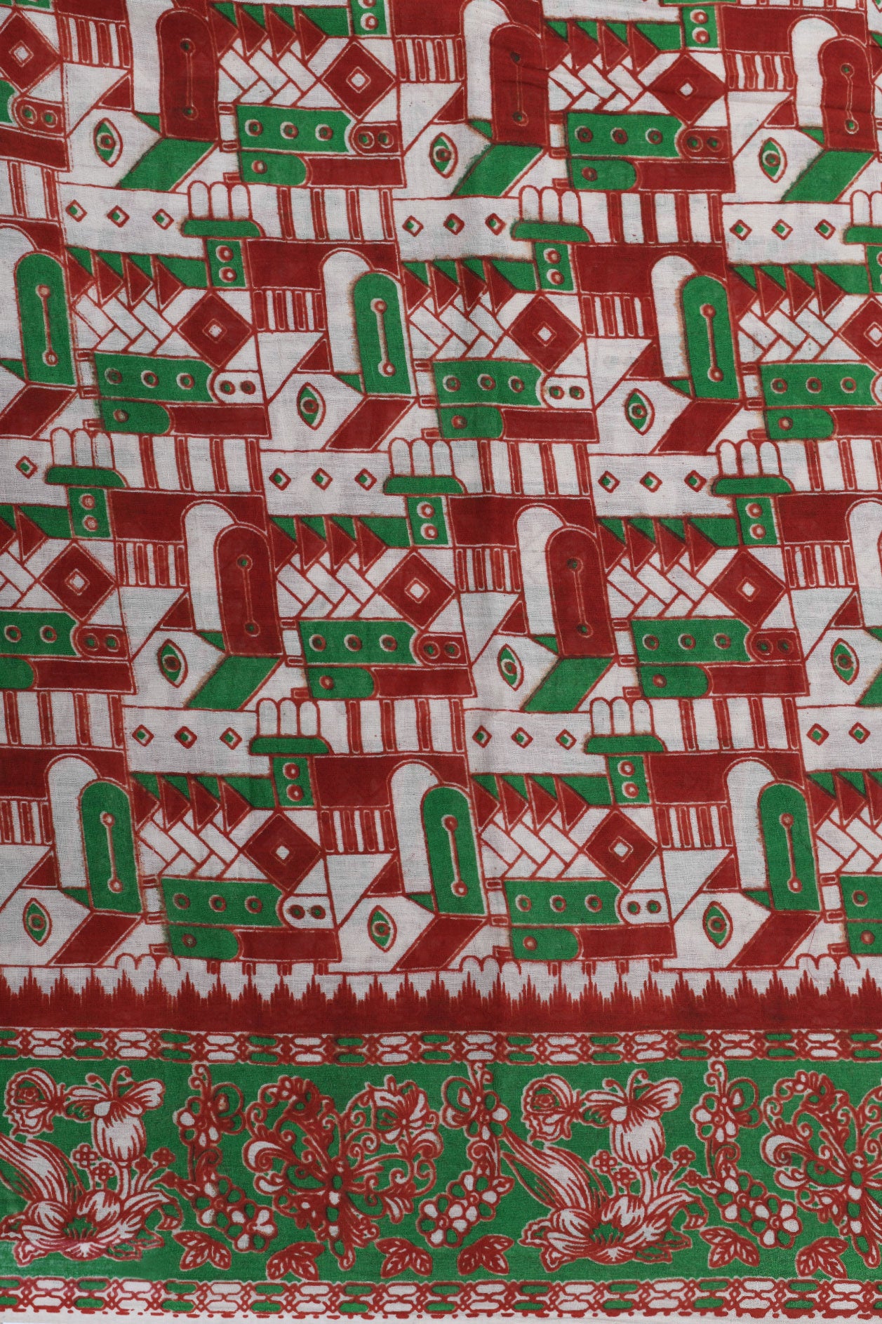 Allover Pattern Kalamkari Printed Multicolor Cotton Saree