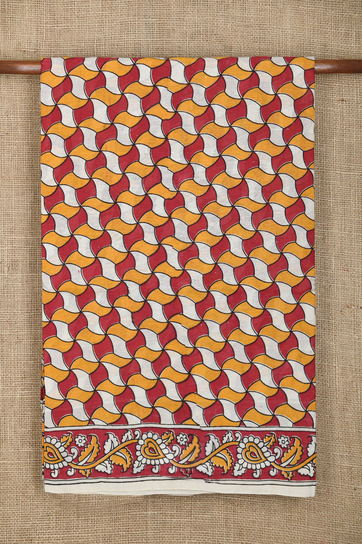 Allover Pattern Multicolor Kalamkari Printed Silk Cotton Saree