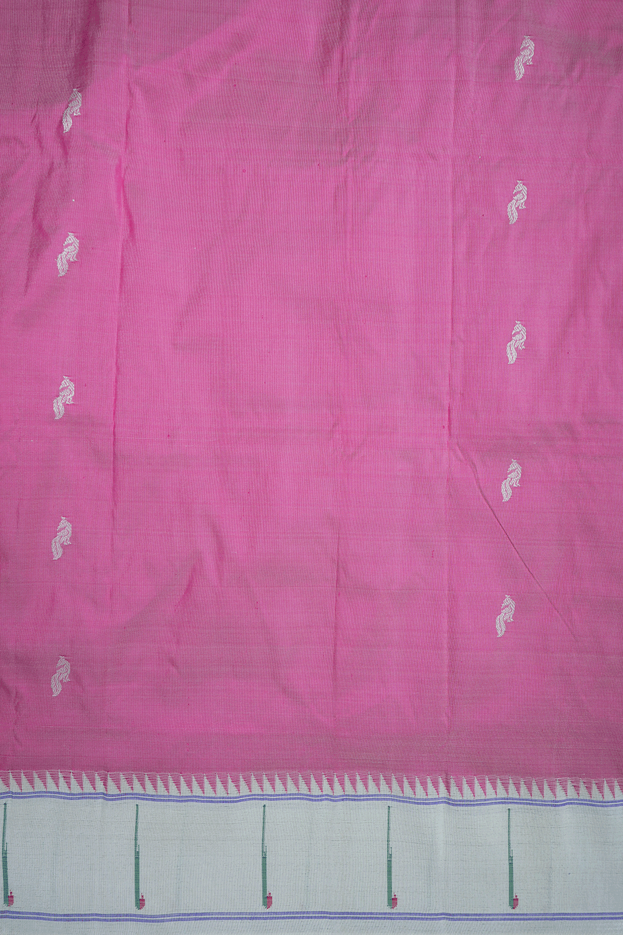 Allover Peacock Zari Buttas Lotus Pink Paithani Silk Saree