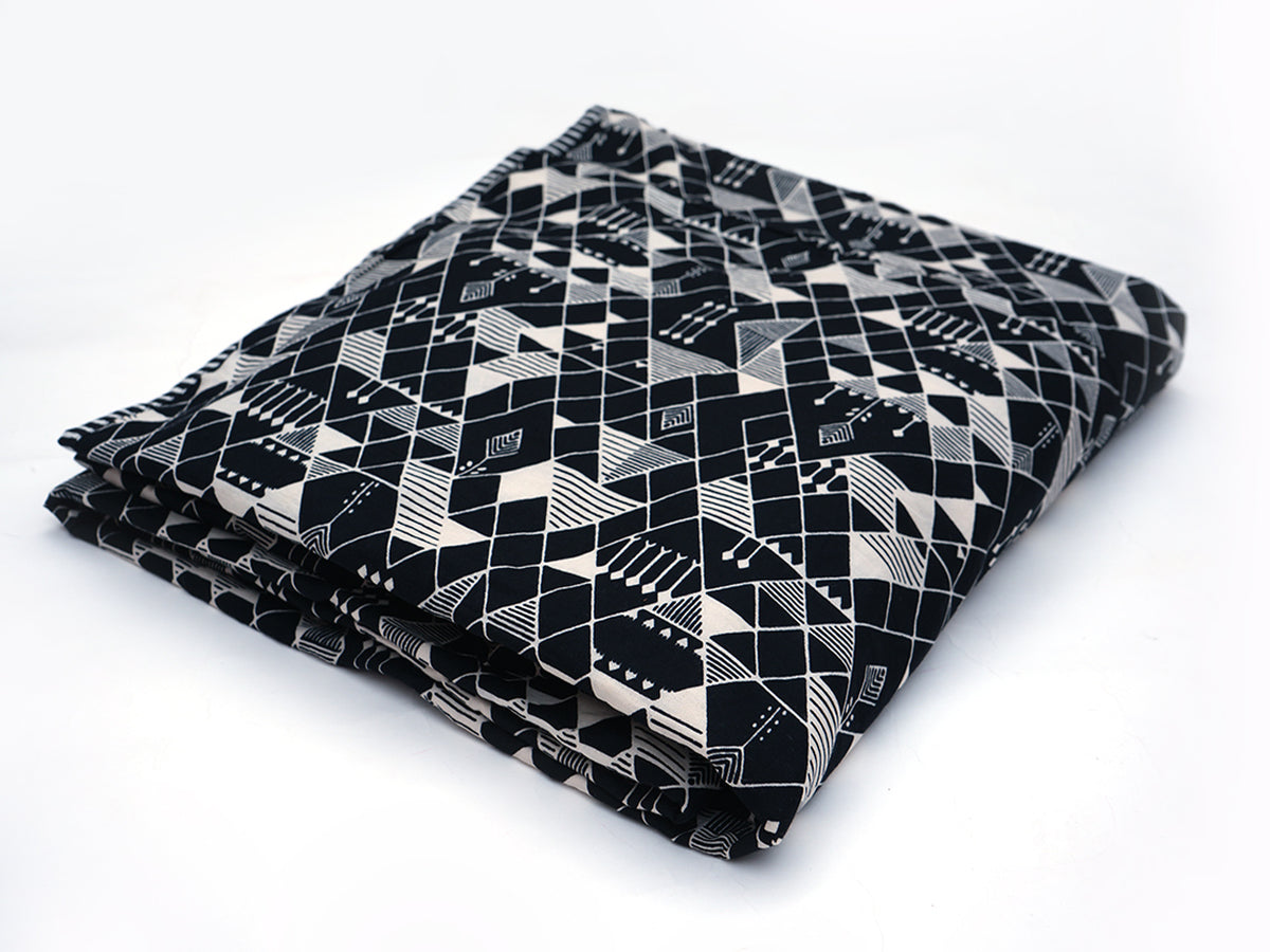 Allover Printed Design Black Cotton Lightweight Quilt