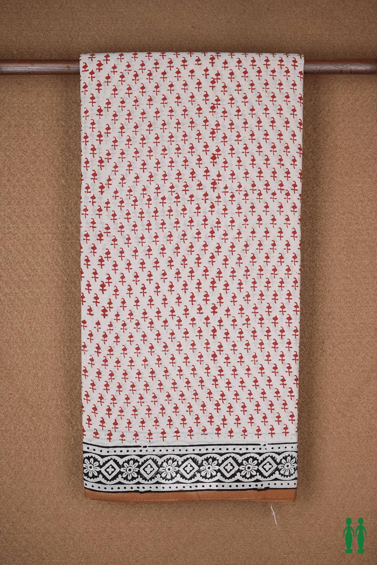 Allover Printed Buttis Ivory Jaipur Cotton Saree