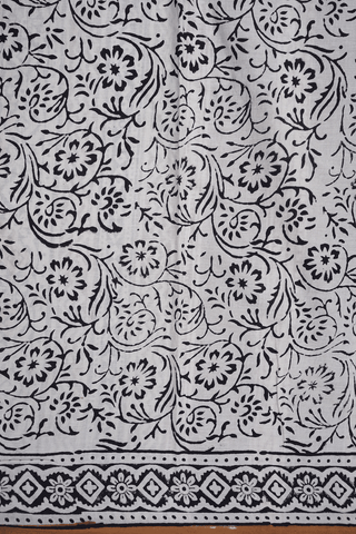 Allover Printed Buttis Ivory Jaipur Cotton Saree