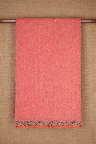 Allover Printed Coral Pink Kota Cotton Saree