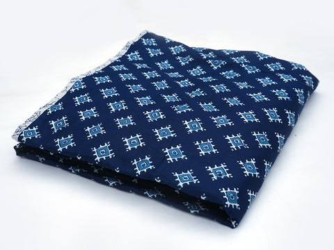 Allover Printed Design Berry Blue Cotton Lightweight Quilt
