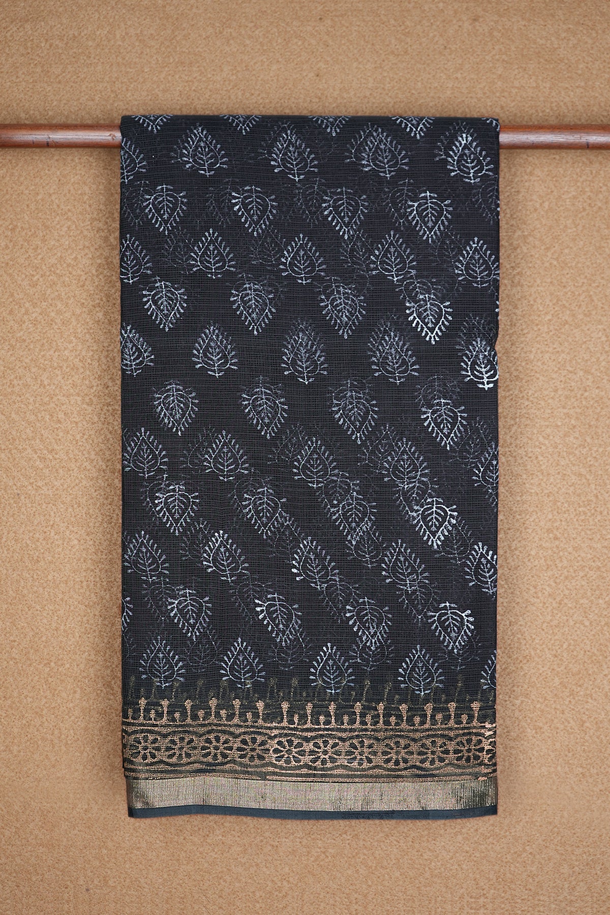 Allover Printed Design Black Kota Cotton Saree