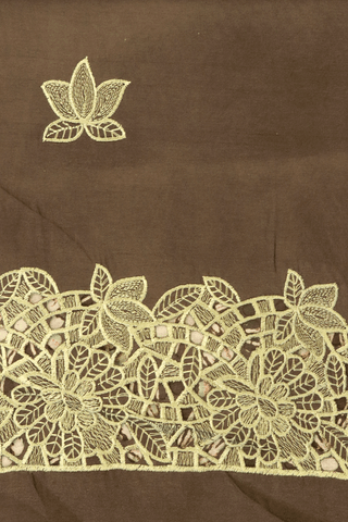 Allover Printed Design Dark Brown Semi Tussar Silk Saree