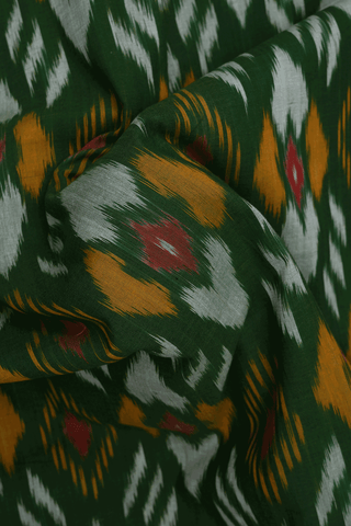 Allover Printed Design Fern Green Pochampally Cotton Saree