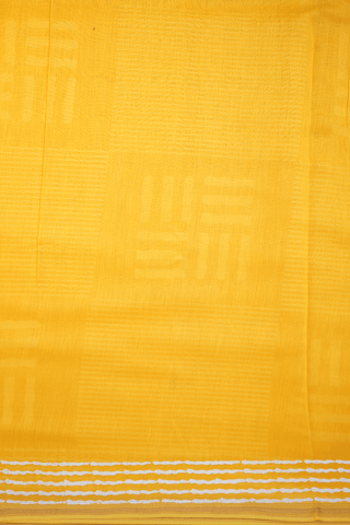 Allover Printed Design Honey Yellow Chanderi Cotton Saree