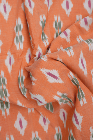 Allover Printed Design Pastel Orange Pochampally Cotton Saree