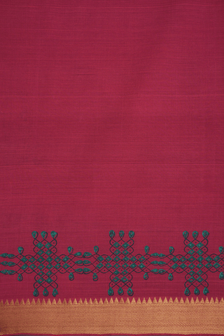 Allover Printed Design Ruby Red Mangalagiri Cotton Saree