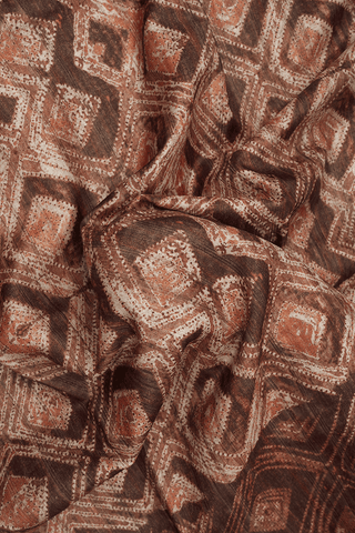 Allover Printed Design Shades Of Brown Semi Tussar Silk Saree