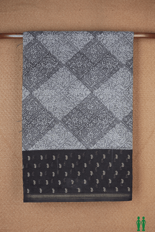Allover Printed Design Shades Of Grey Semi Tussar Silk Saree