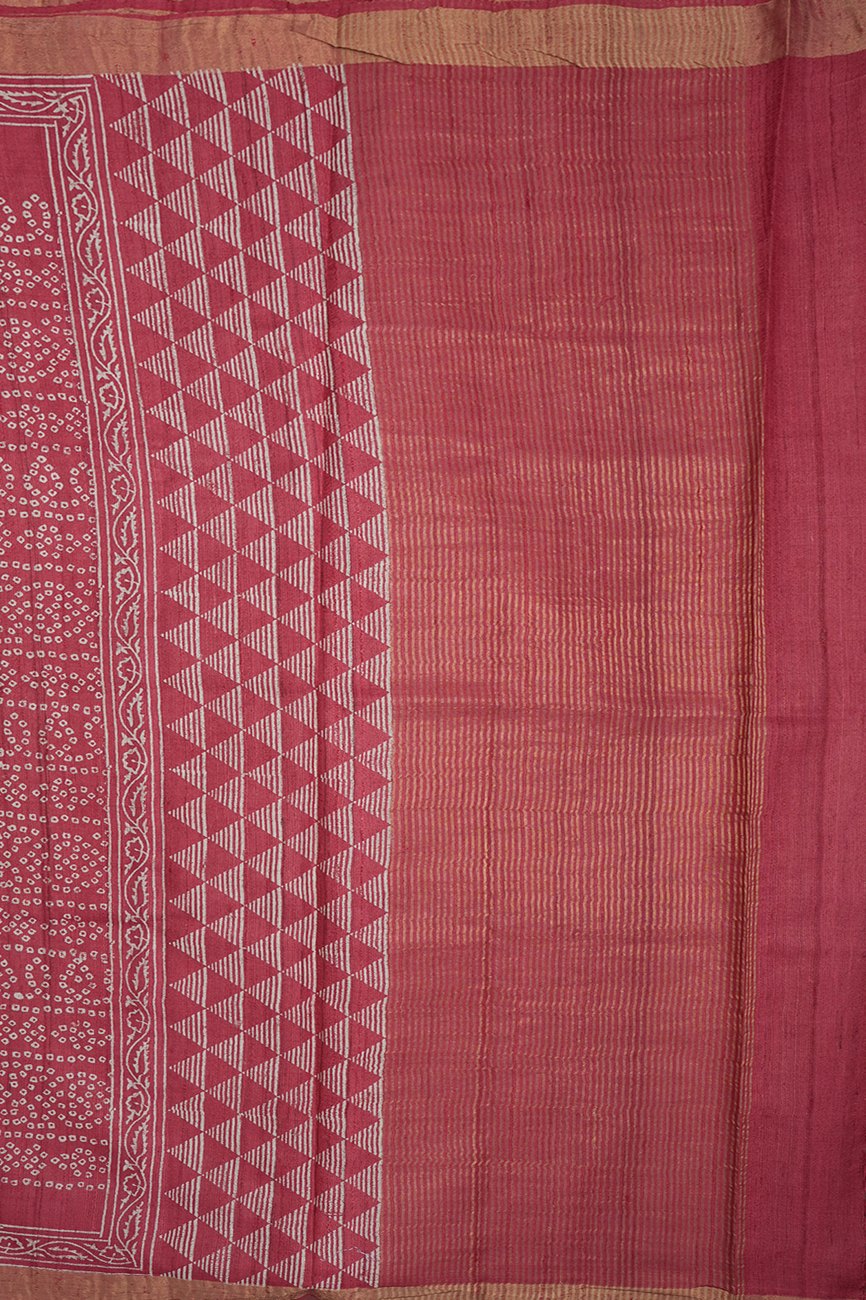 Allover Printed Dusty Red Tussar Silk Saree