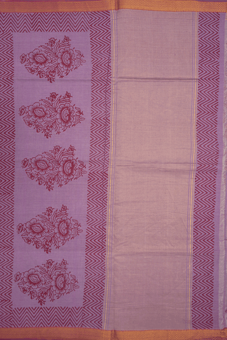Allover Printed Motifs Dusty Purple Mangalagiri Cotton Saree