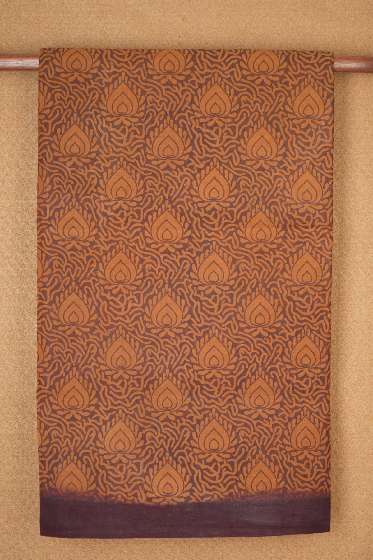 Allover Printed Mustard Brown Sungudi Cotton Saree