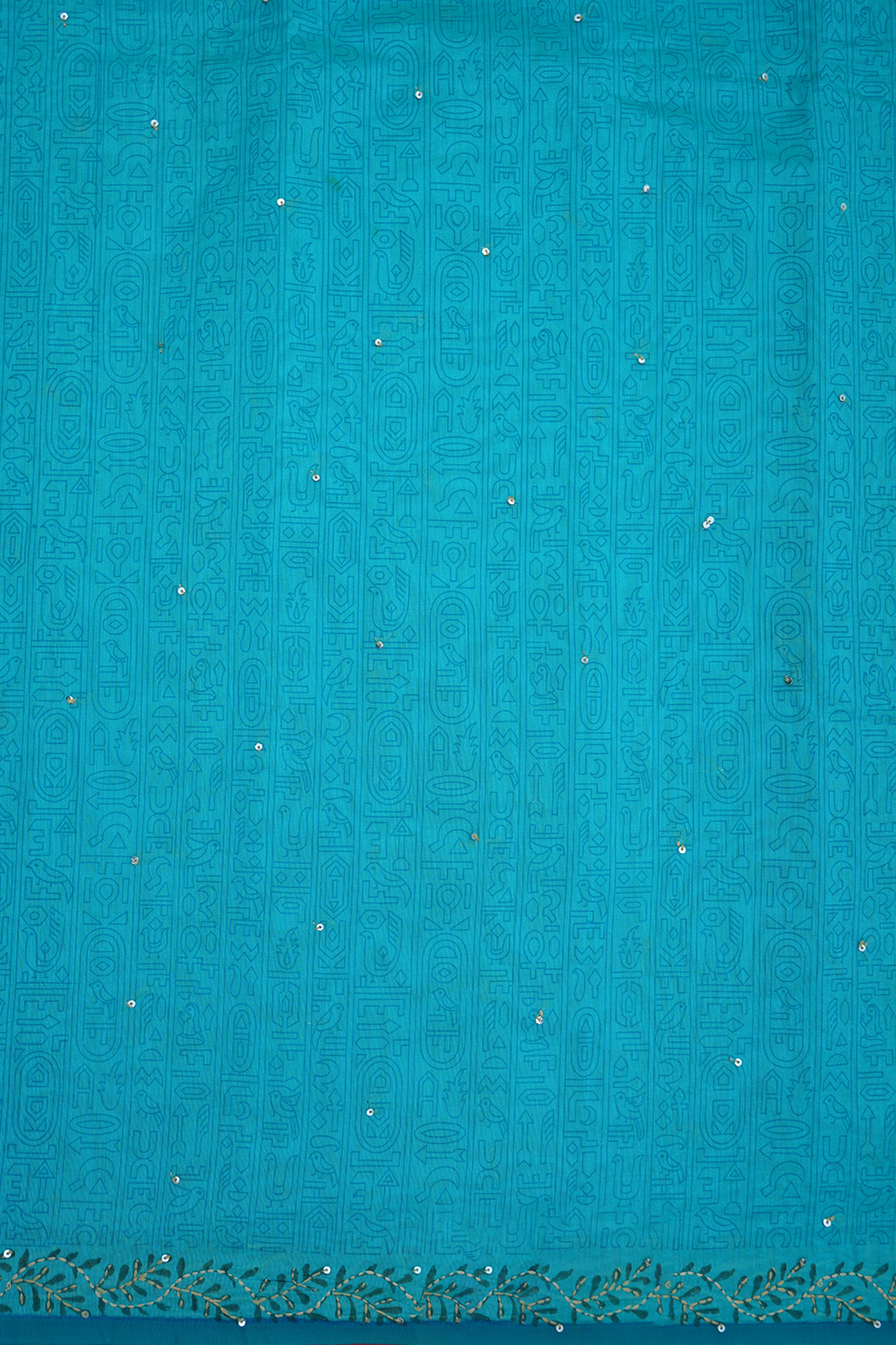Allover Printed Sea Blue Kota Cotton Saree