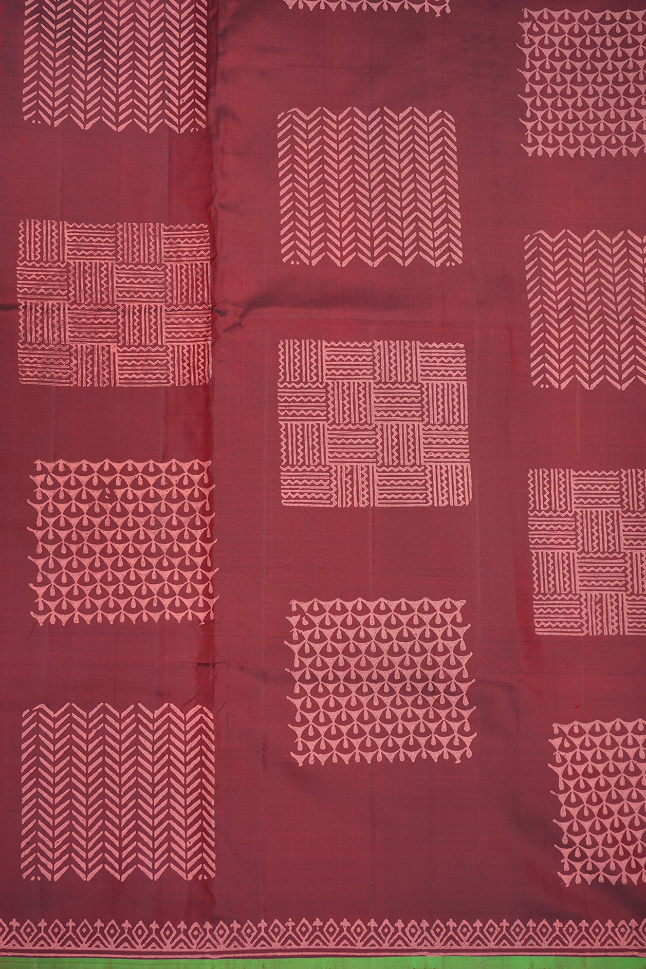 Allover Square Design Maroon Kanchipuram Printed Silk Saree