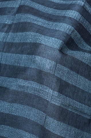 Allover Stripe Design Greyish Blue Printed Tussar Silk Saree
