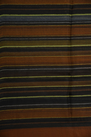 Stripes Black And Brown Organza Silk Saree