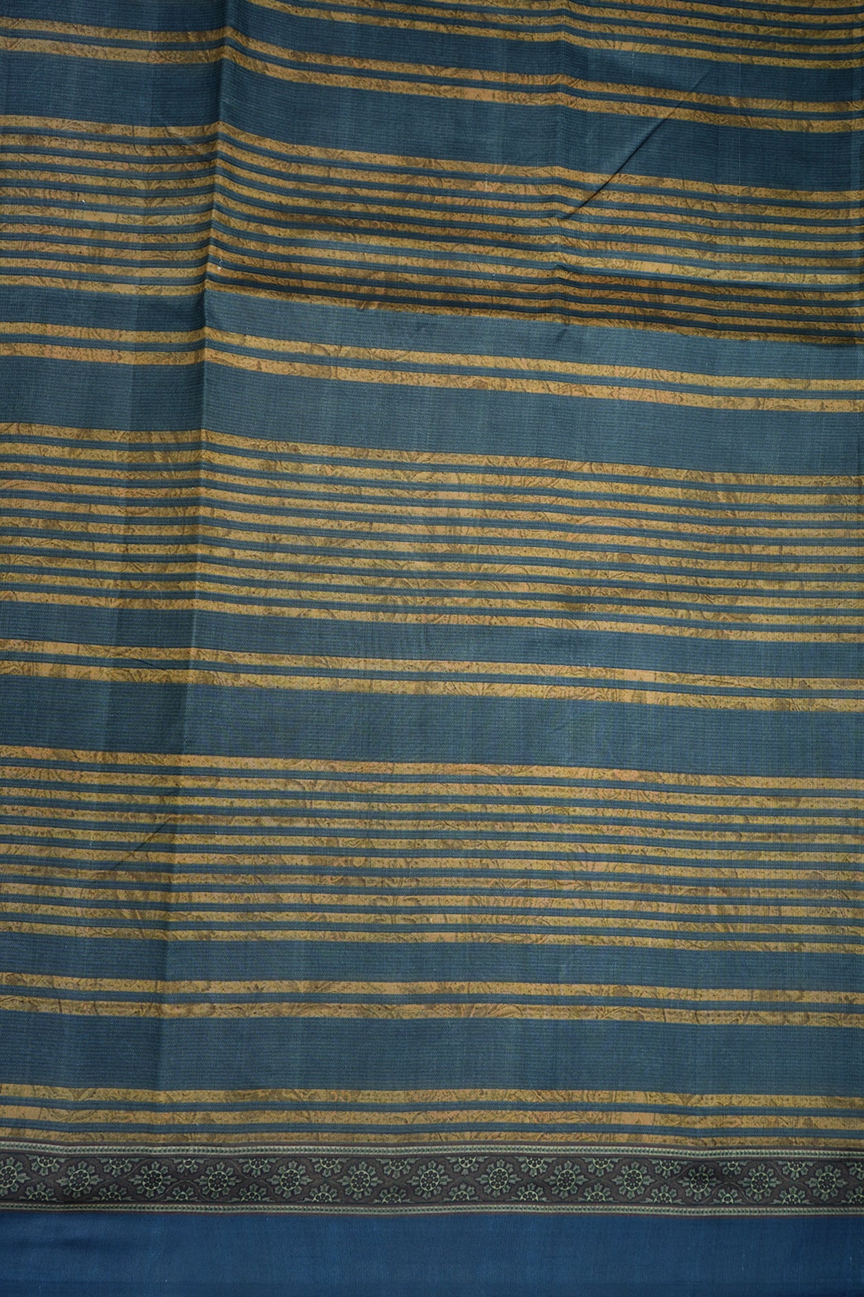 Allover Stripes Design Aegean Blue Raw Silk Saree